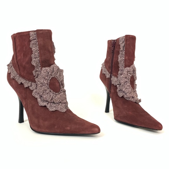Hale Bob Shoes - Hale Bob Mauve Pink Lace Booties Sz 5.5